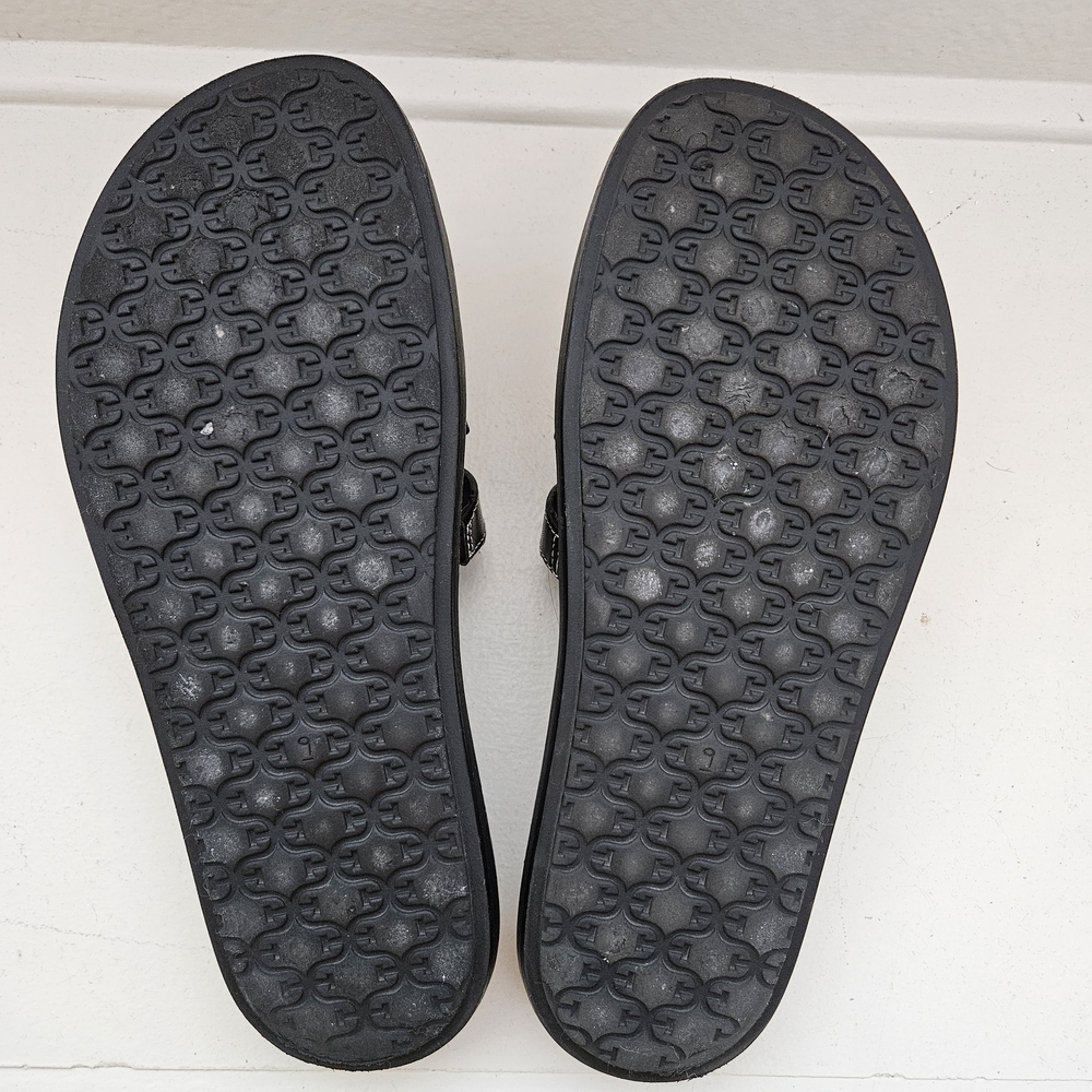 Sam Edelman Black Leather Slide Sandals with Contrast Stitching - Picture 2 of 3